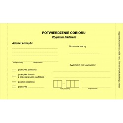 Zwrotne potwierdzenie odbioru pocztowe (żółte)