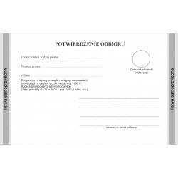 Zwrotne  potwierdzenie odbioru  na zasadach KPA (Tekst jednolity Dz. U. z 2025 r. poz. 1691 z późn. zm.)