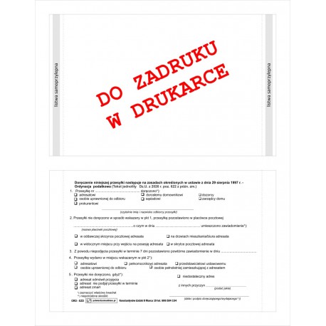 Zwrotne  potwierdzenie odbioru  na zasadach Ordynacji Podatkowej Dz. U. z 202^ r. poz. 622 do EZD